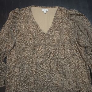 CeCe Leopard Print Blouse - Brown and Tan